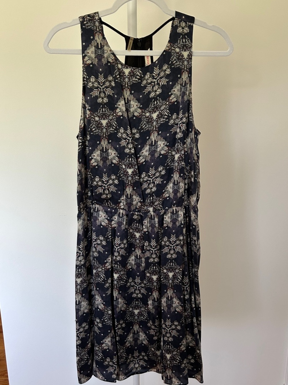 Sleeveless Black and Ivory Printed Swing Dress